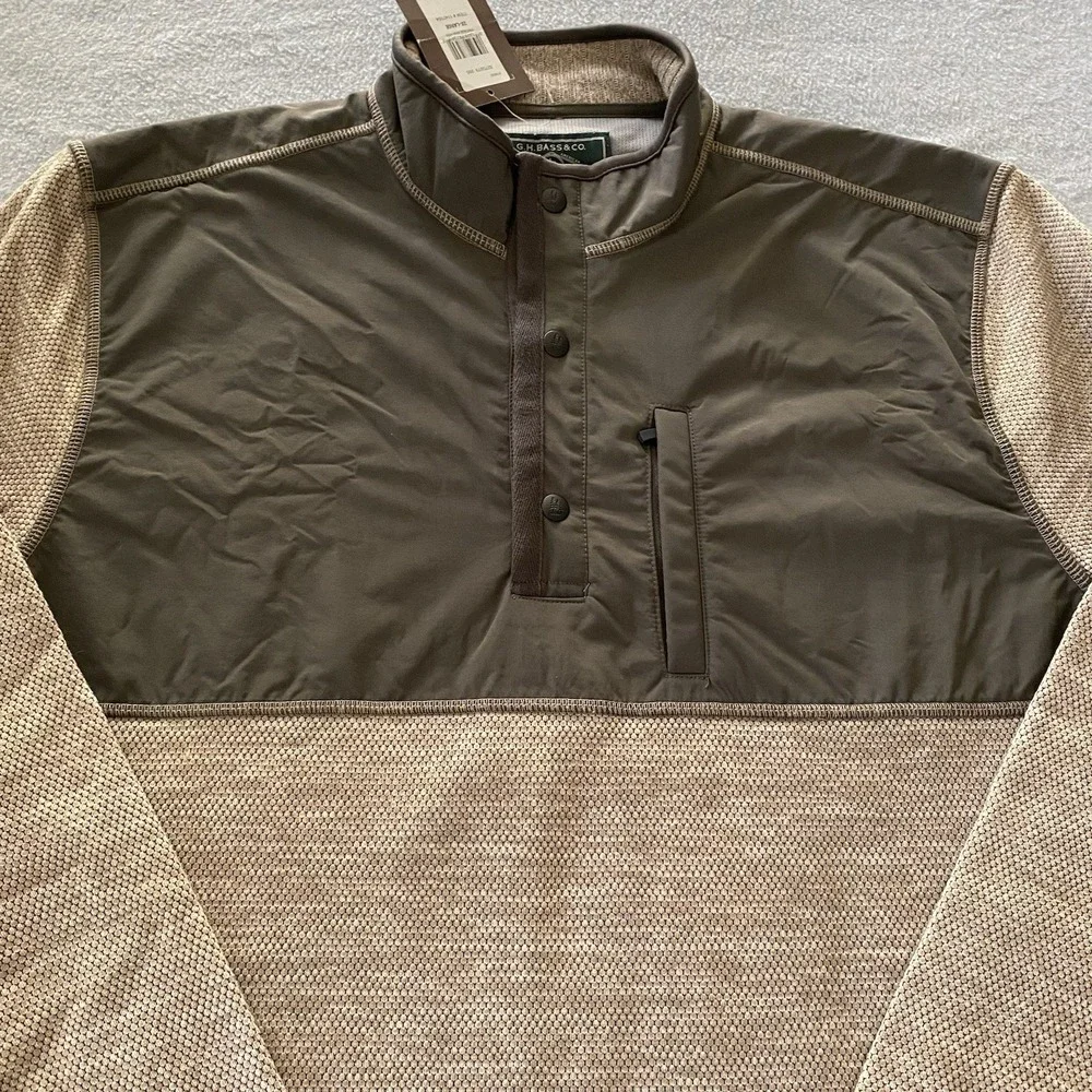G.H. Bass Jacket Men's XXL Brown Tan Workwear Pullover Sweatshirt Camp Outdoors‎